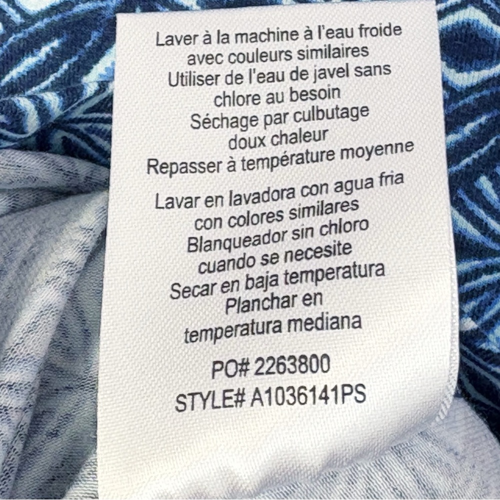 Hang Ten Blue Print Stretch Knit Elbow Sleeve Shift Sun Dress Medium - Picture 14 of 16